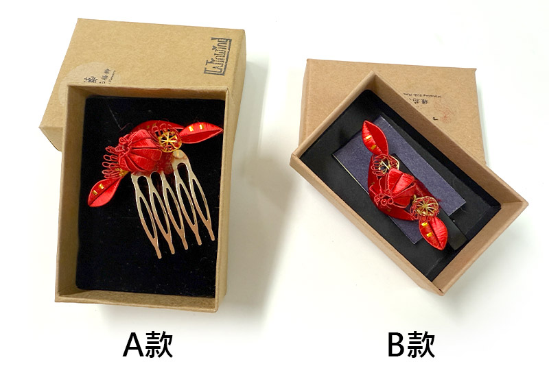 傳統紅春仔花(石榴花)夾/胸針/髮梳